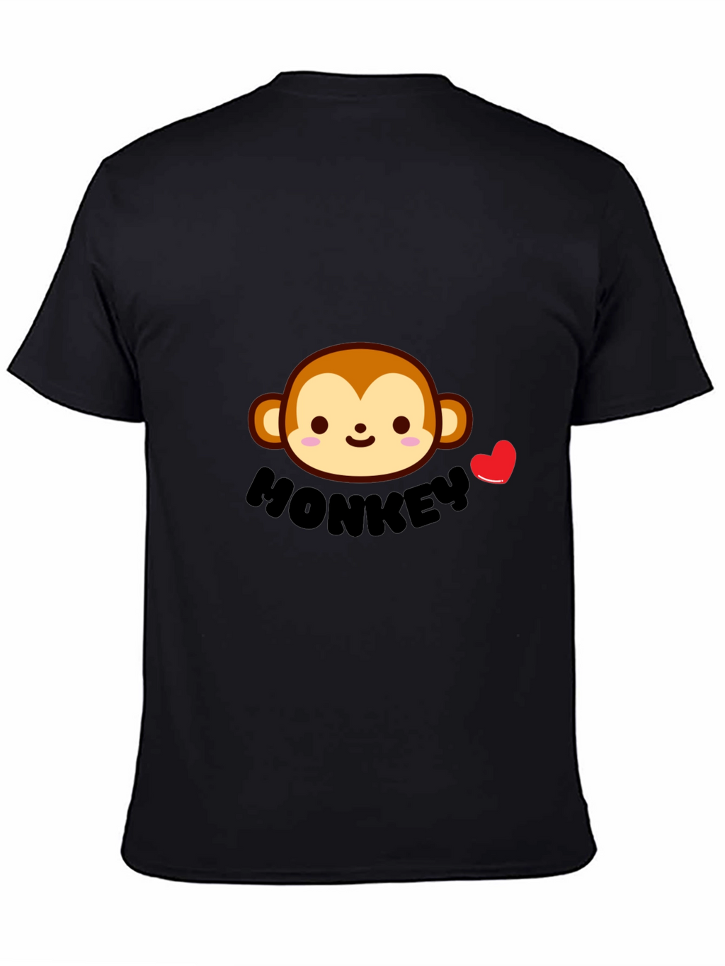 Cute Monkey Graphic Tee - Black Cotton Comfort
