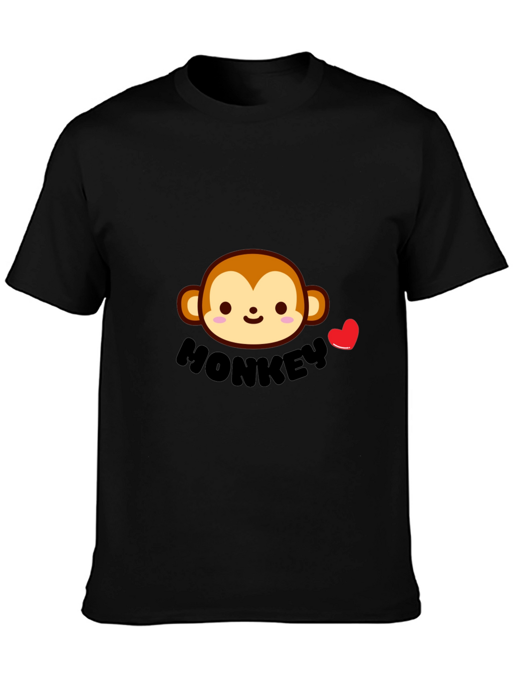Cute Monkey Graphic Tee - Black Cotton Comfort