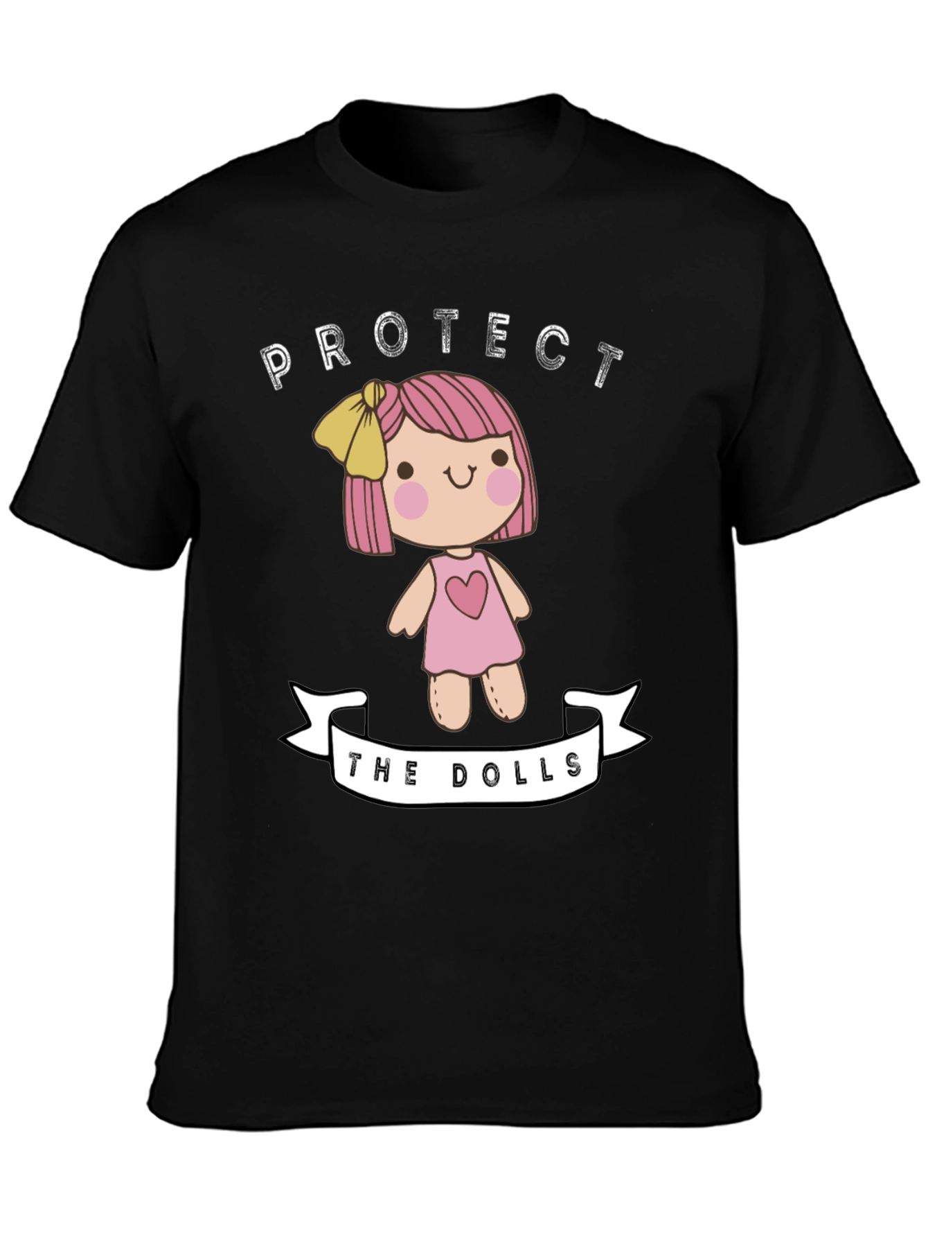 Protect the Dolls Graphic Tee - Black Cotton T-Shirt