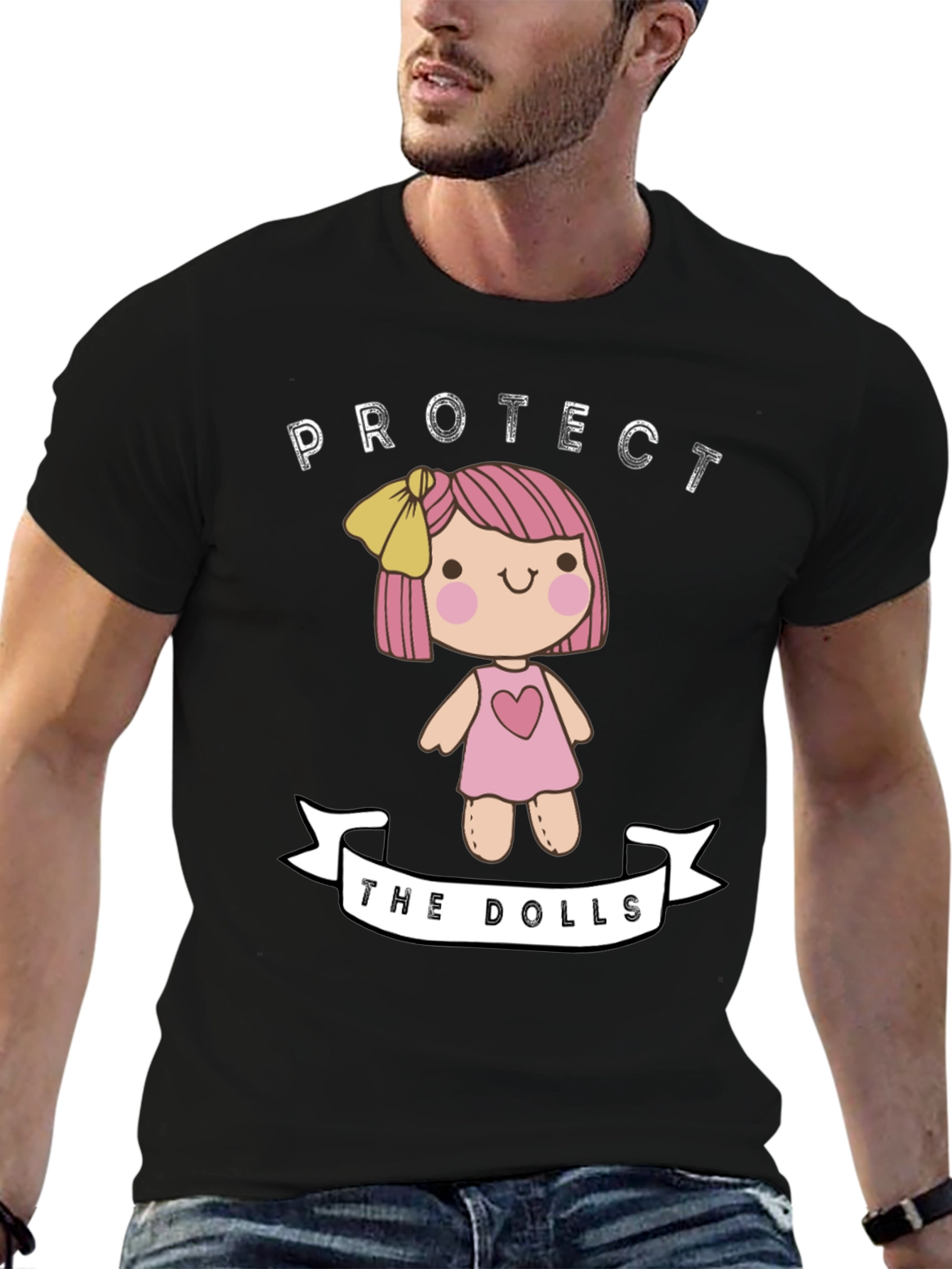 Protect the Dolls Graphic Tee - Black Cotton T-Shirt