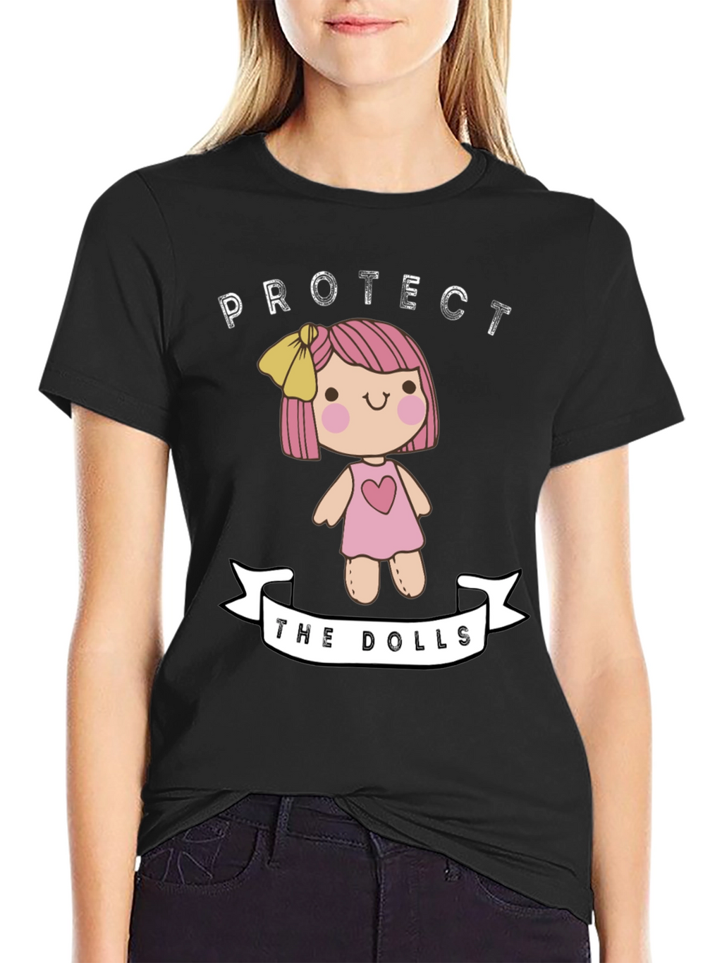 Protect the Dolls Graphic Tee - Black Cotton T-Shirt