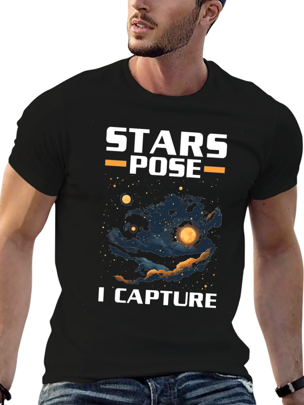 Stars Pose I Capture Graphic T-Shirt - Celestial Design