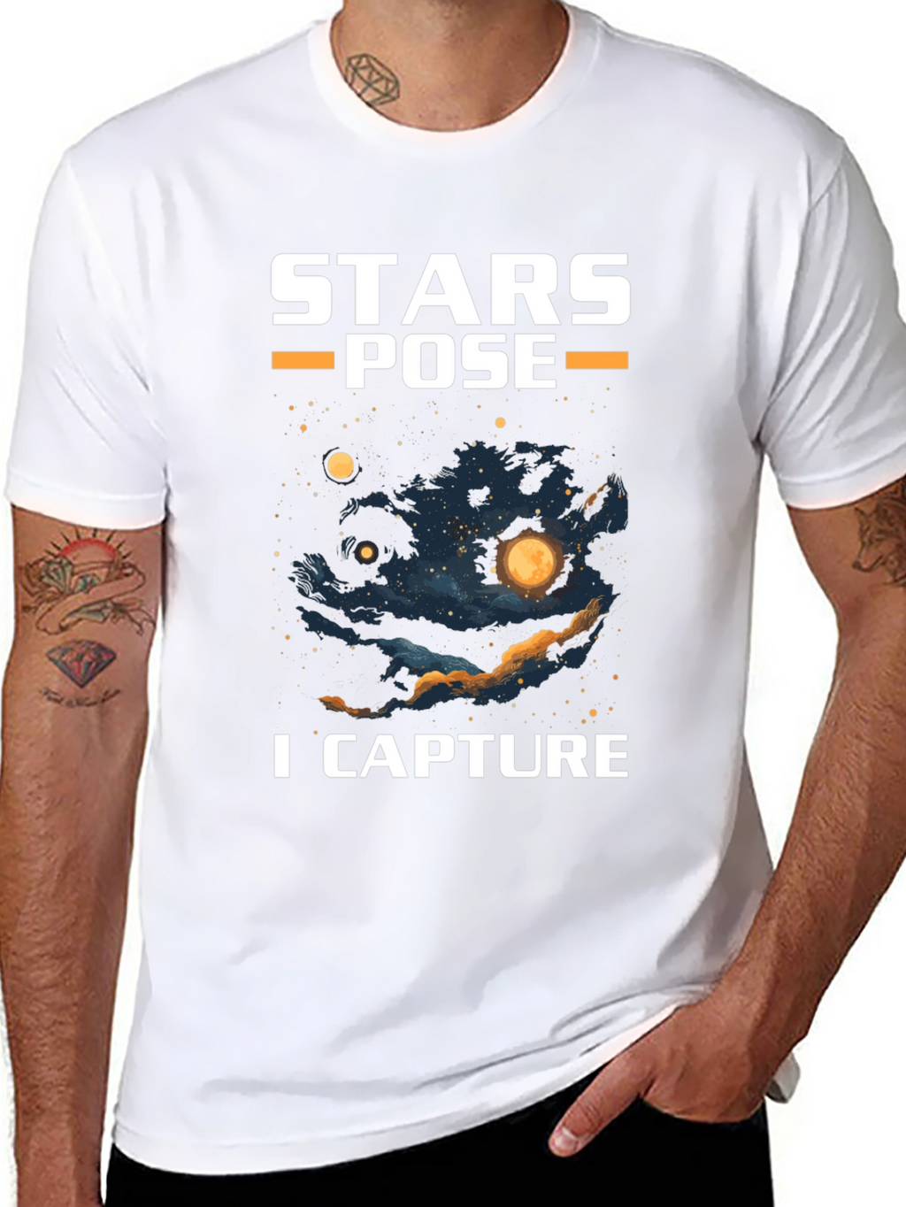 Stars Pose I Capture Graphic T-Shirt - Celestial Design