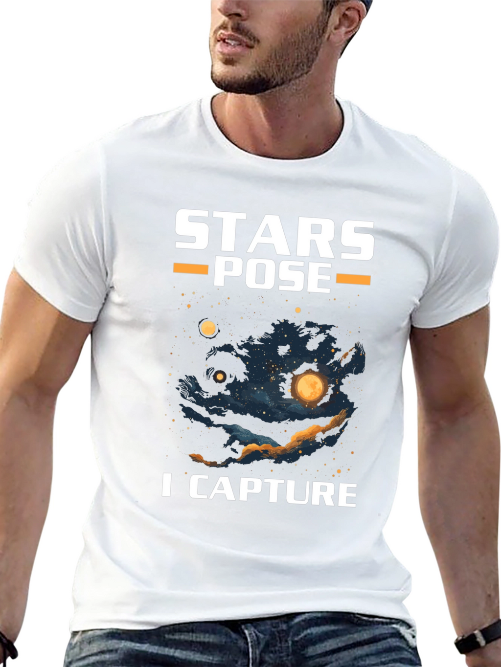 Stars Pose I Capture Graphic T-Shirt - Celestial Design