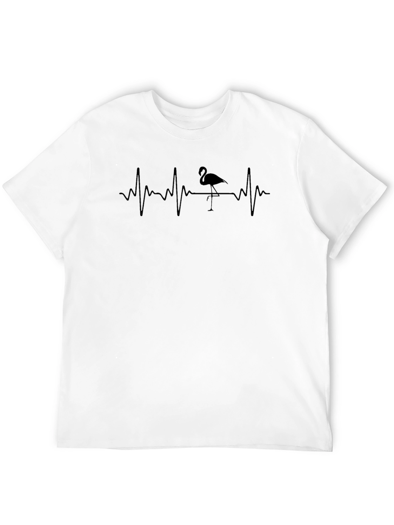 Flamingo Heartbeat Graphic Tee - Black