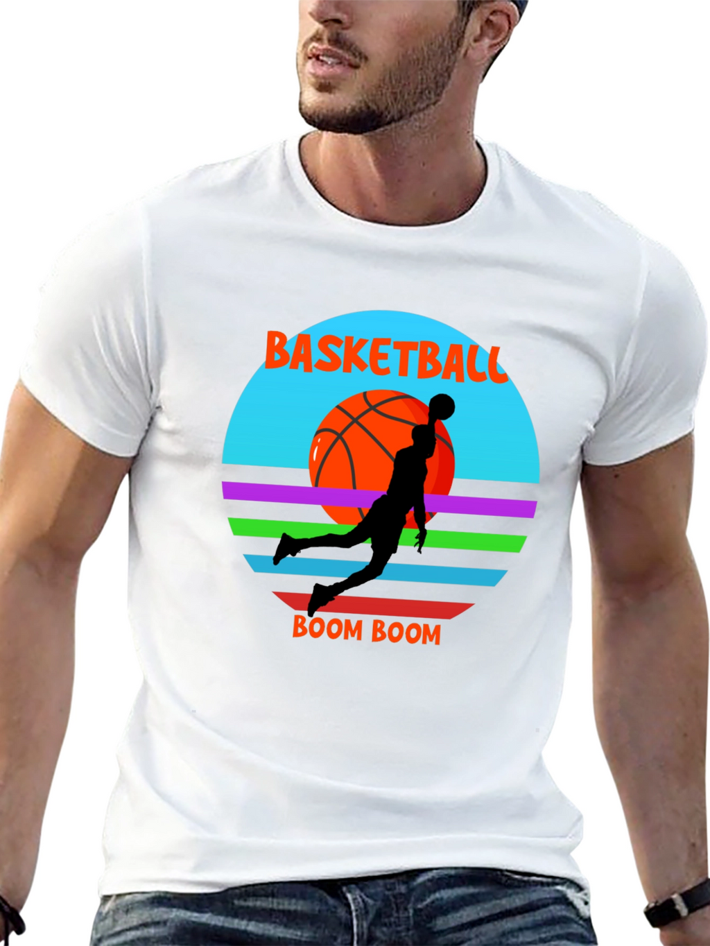 Basketball Boom Graphic Tee - Cool Retro Style