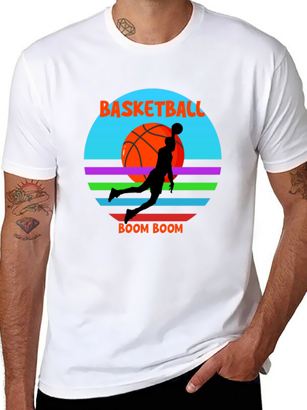 Basketball Boom Graphic Tee - Cool Retro Style