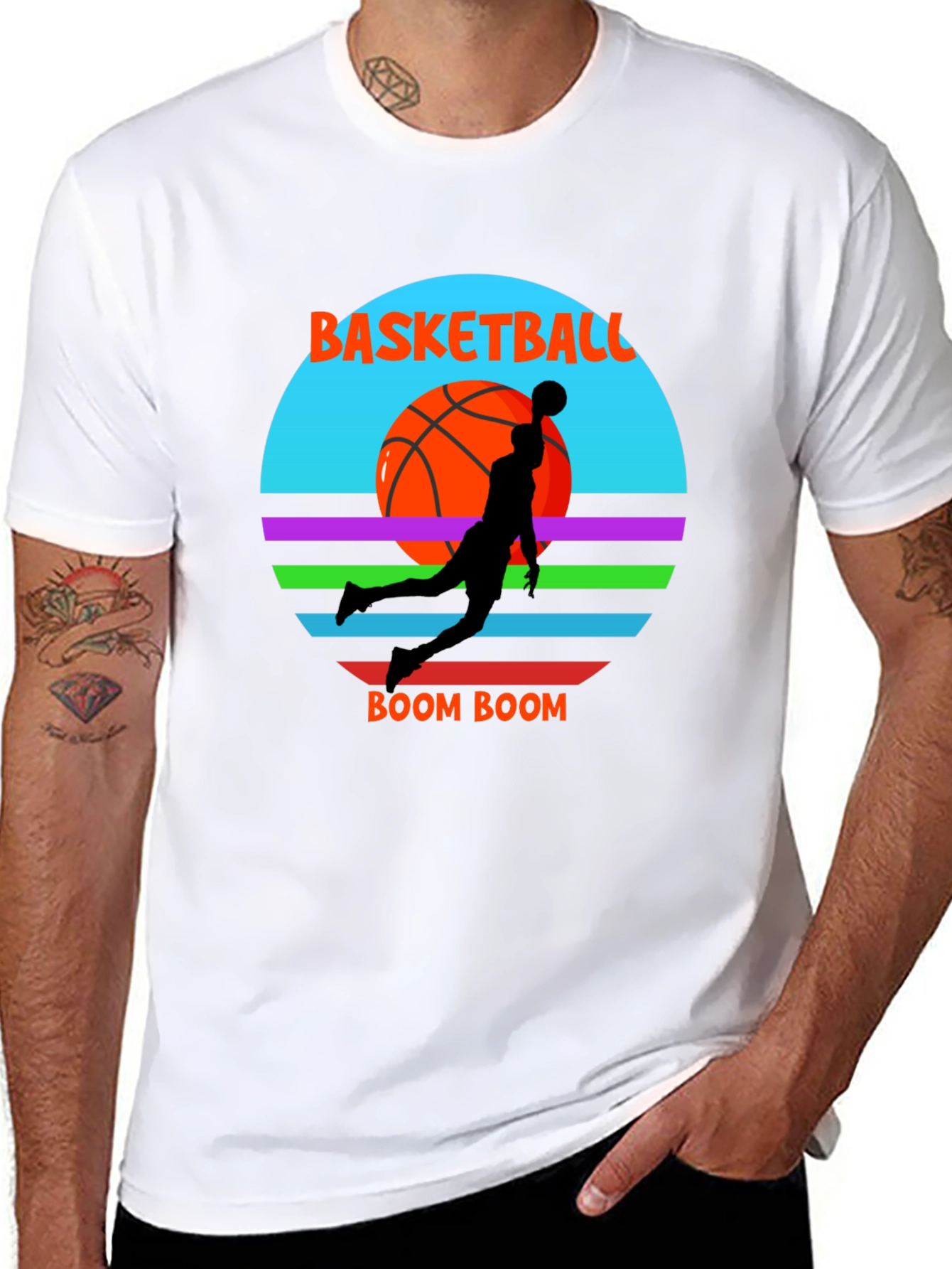 Basketball Boom Graphic Tee - Cool Retro Style