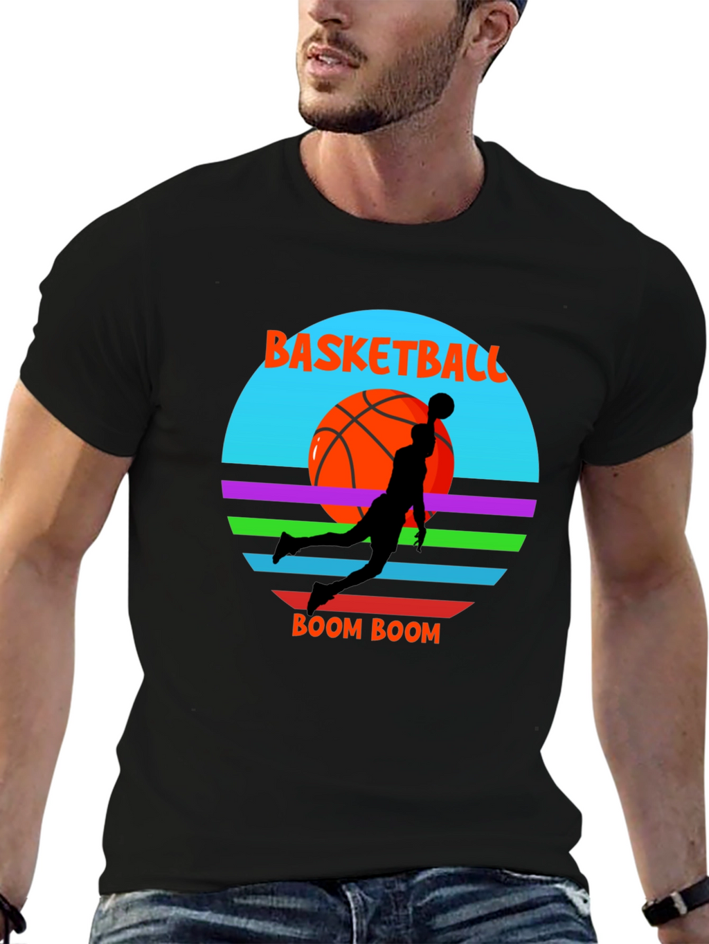 Basketball Boom Graphic Tee - Cool Retro Style