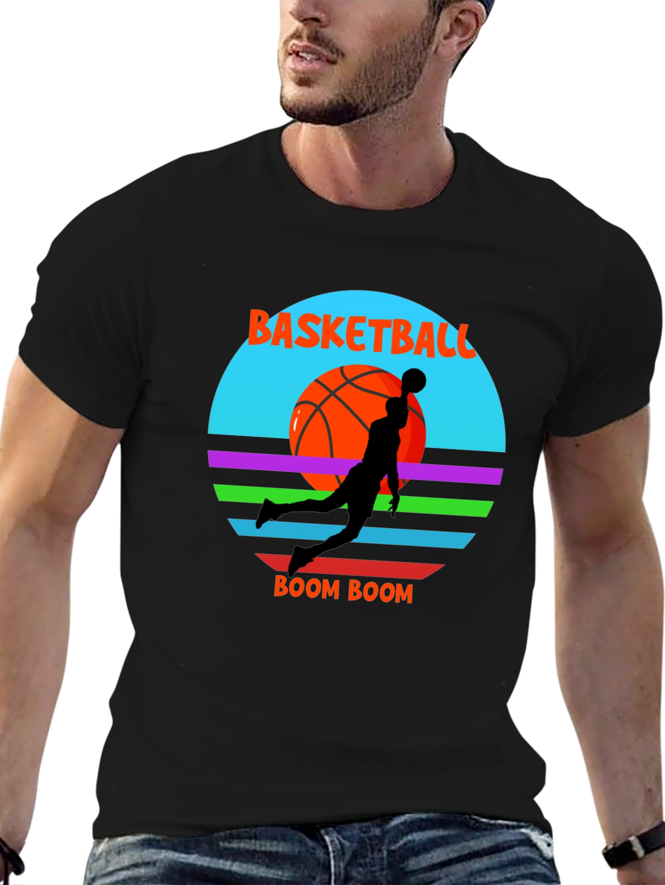 Basketball Boom Graphic Tee - Cool Retro Style