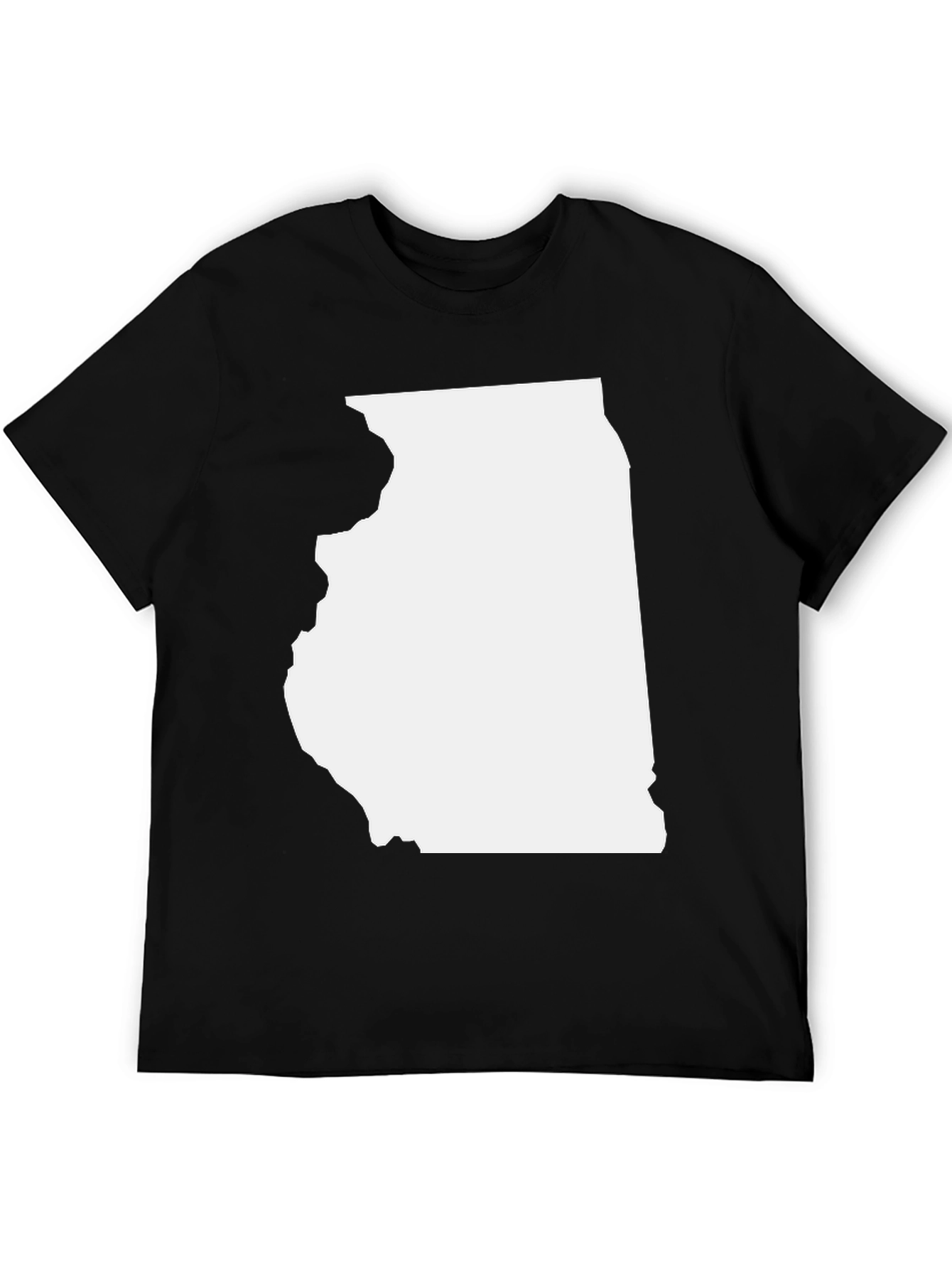 Illinois State Map Graphic Tee - Black Cotton Blend