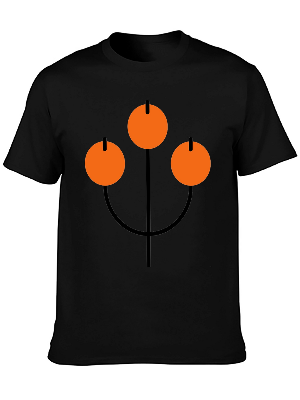 Abstract Orange Circle Graphic Black T-Shirt