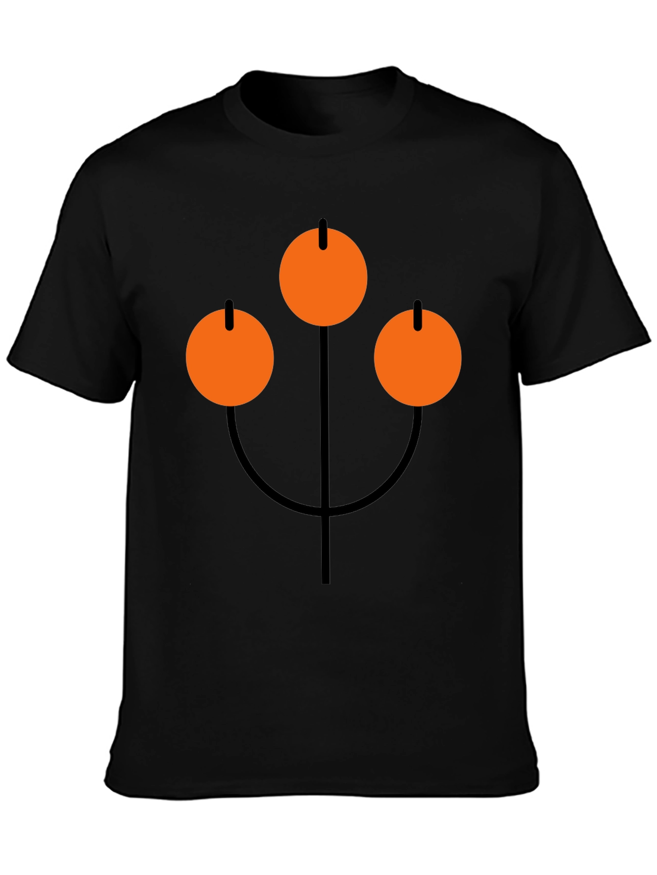 Abstract Orange Circle Graphic Black T-Shirt