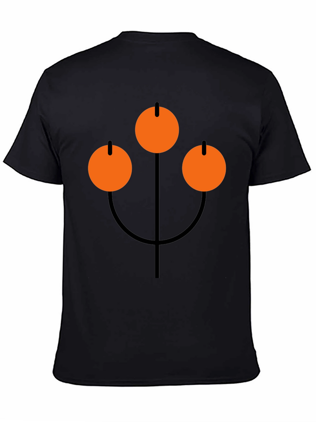 Abstract Orange Circle Graphic Black T-Shirt