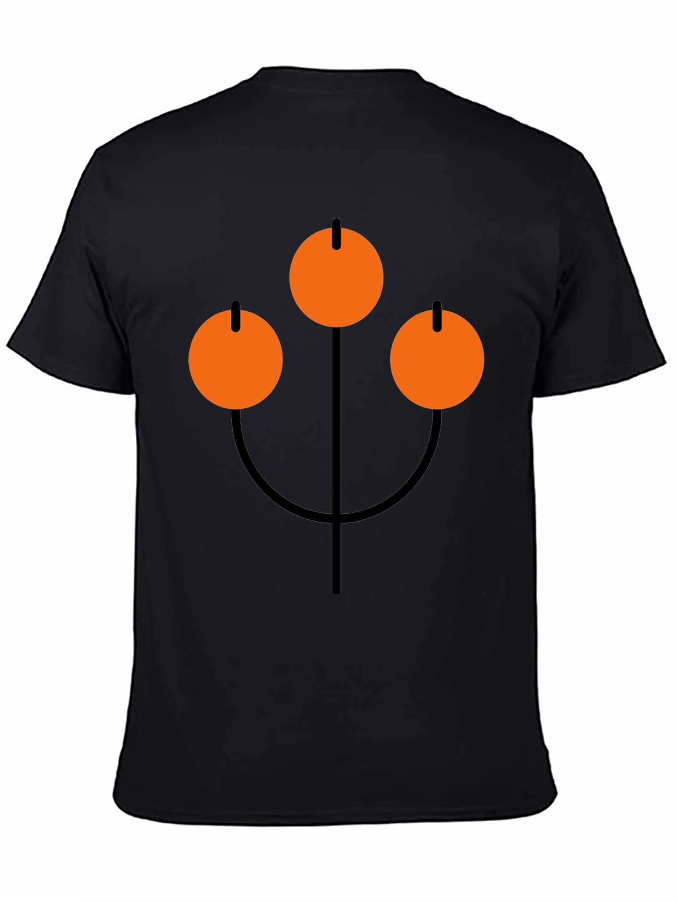 Abstract Orange Circle Graphic Black T-Shirt