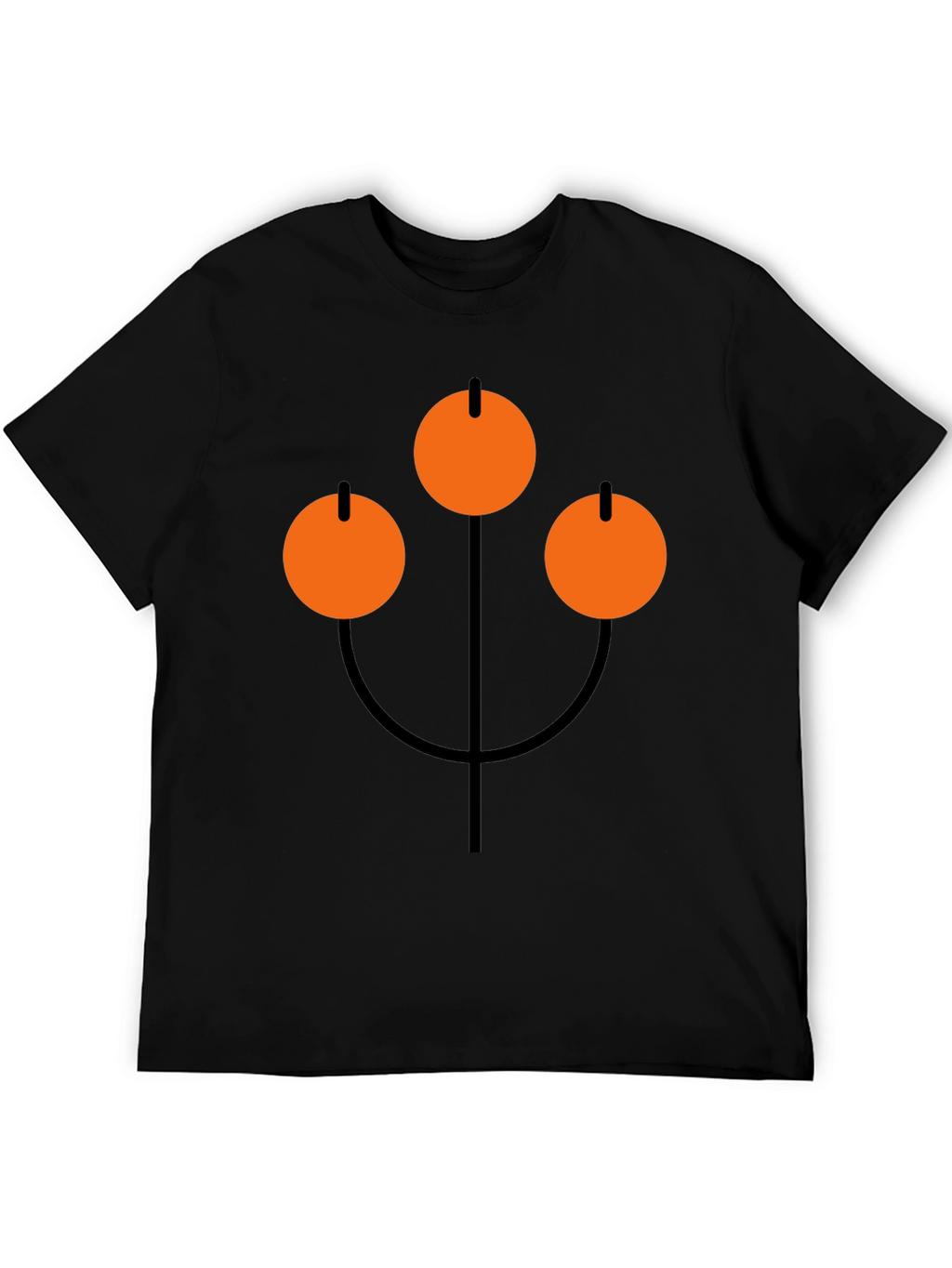 Abstract Orange Circle Graphic Black T-Shirt