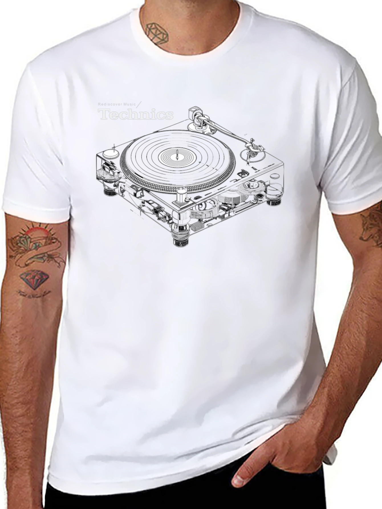 Technics Turntable Graphic Tee - Black