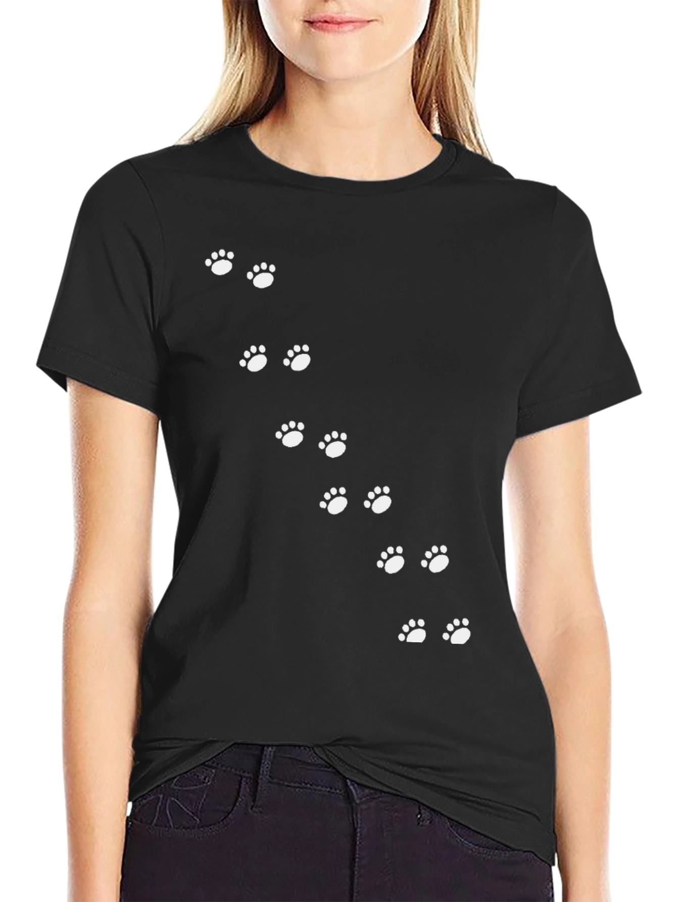 Paw Print T-Shirt - Black