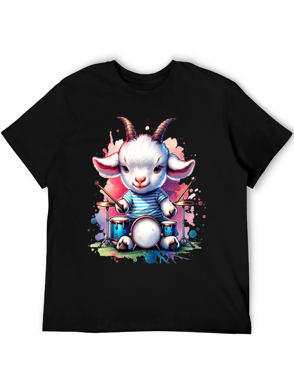 Goat Drummer Graphic Tee - Cute Music Lover Shirt