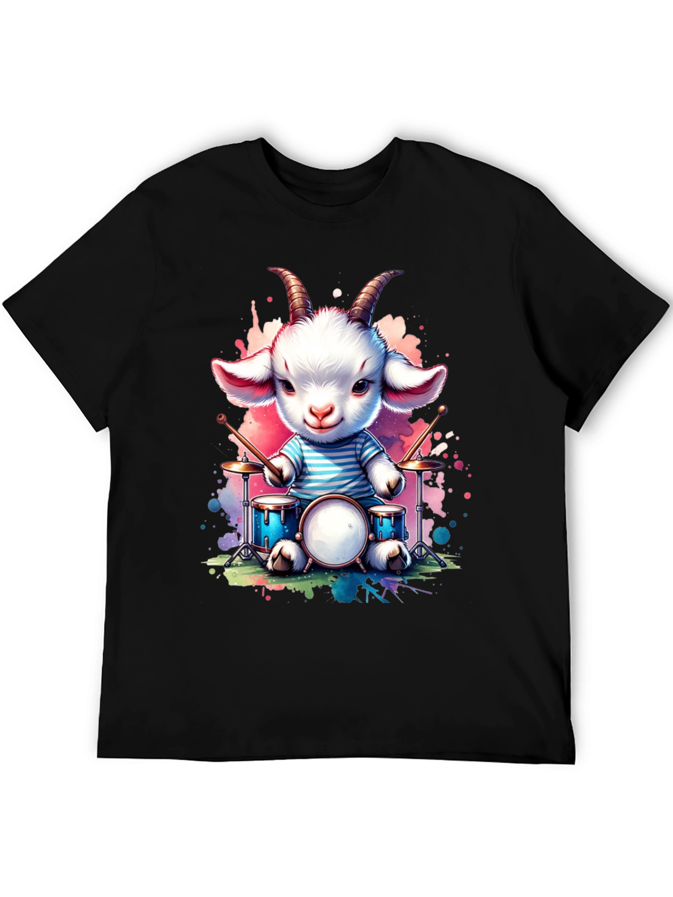 Goat Drummer Graphic Tee - Cute Music Lover Shirt