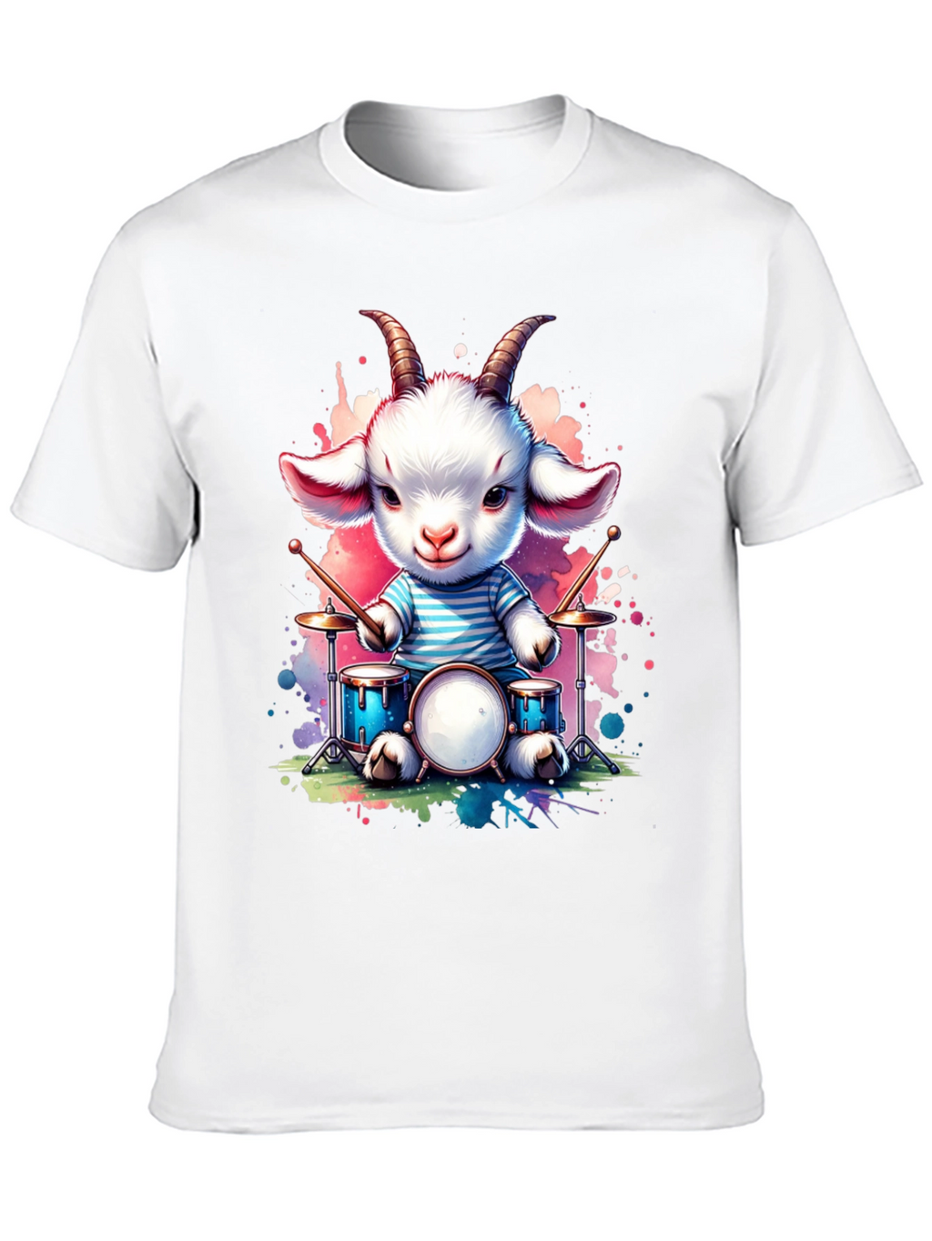 Goat Drummer Graphic Tee - Cute Music Lover Shirt