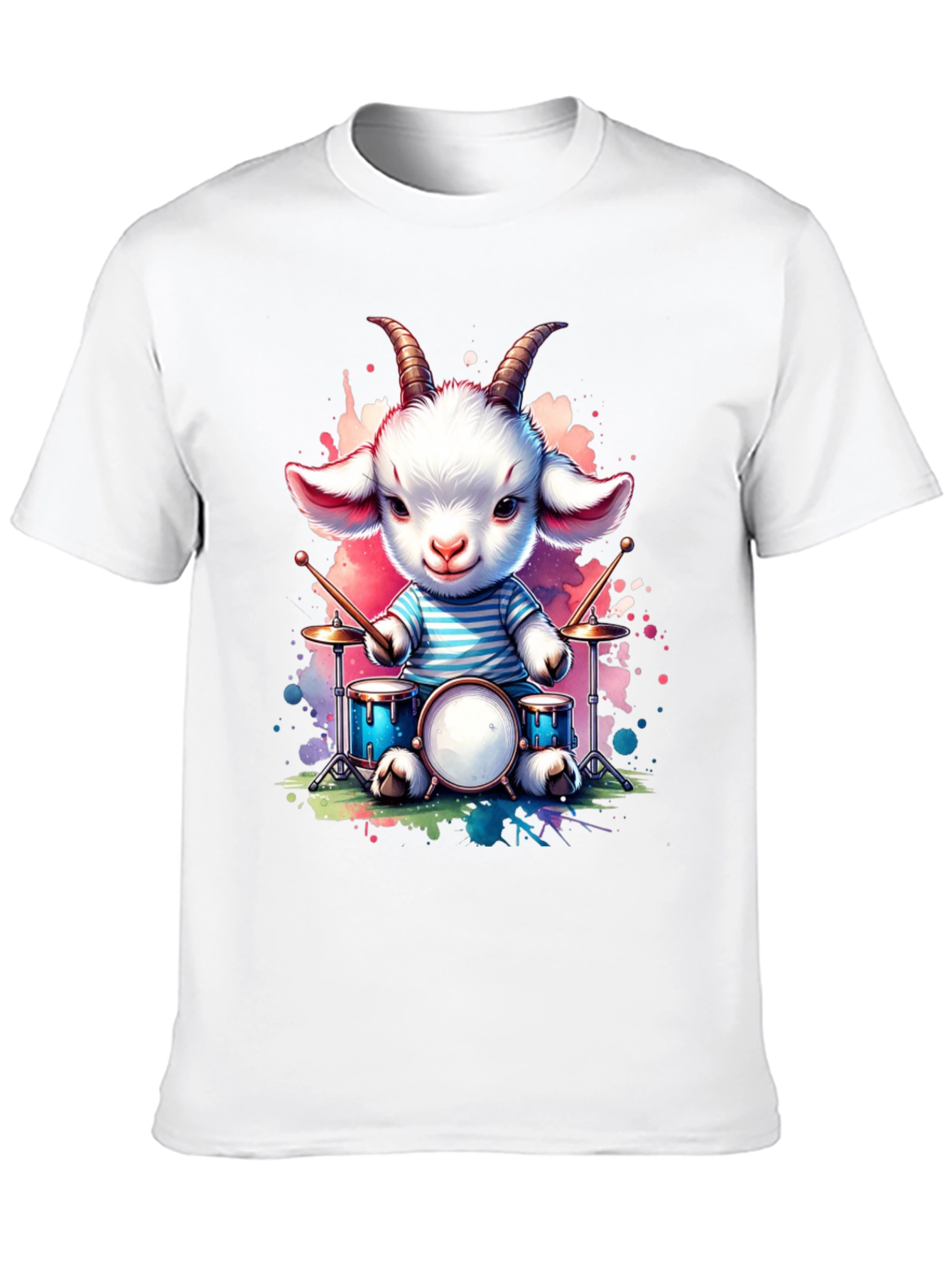 Goat Drummer Graphic Tee - Cute Music Lover Shirt