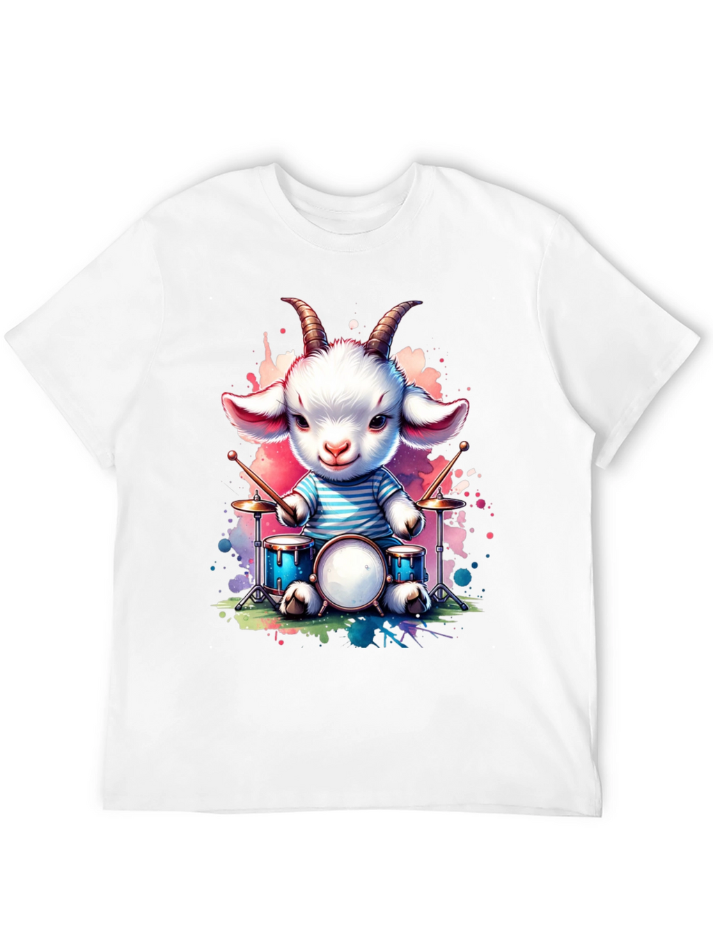 Goat Drummer Graphic Tee - Cute Music Lover Shirt