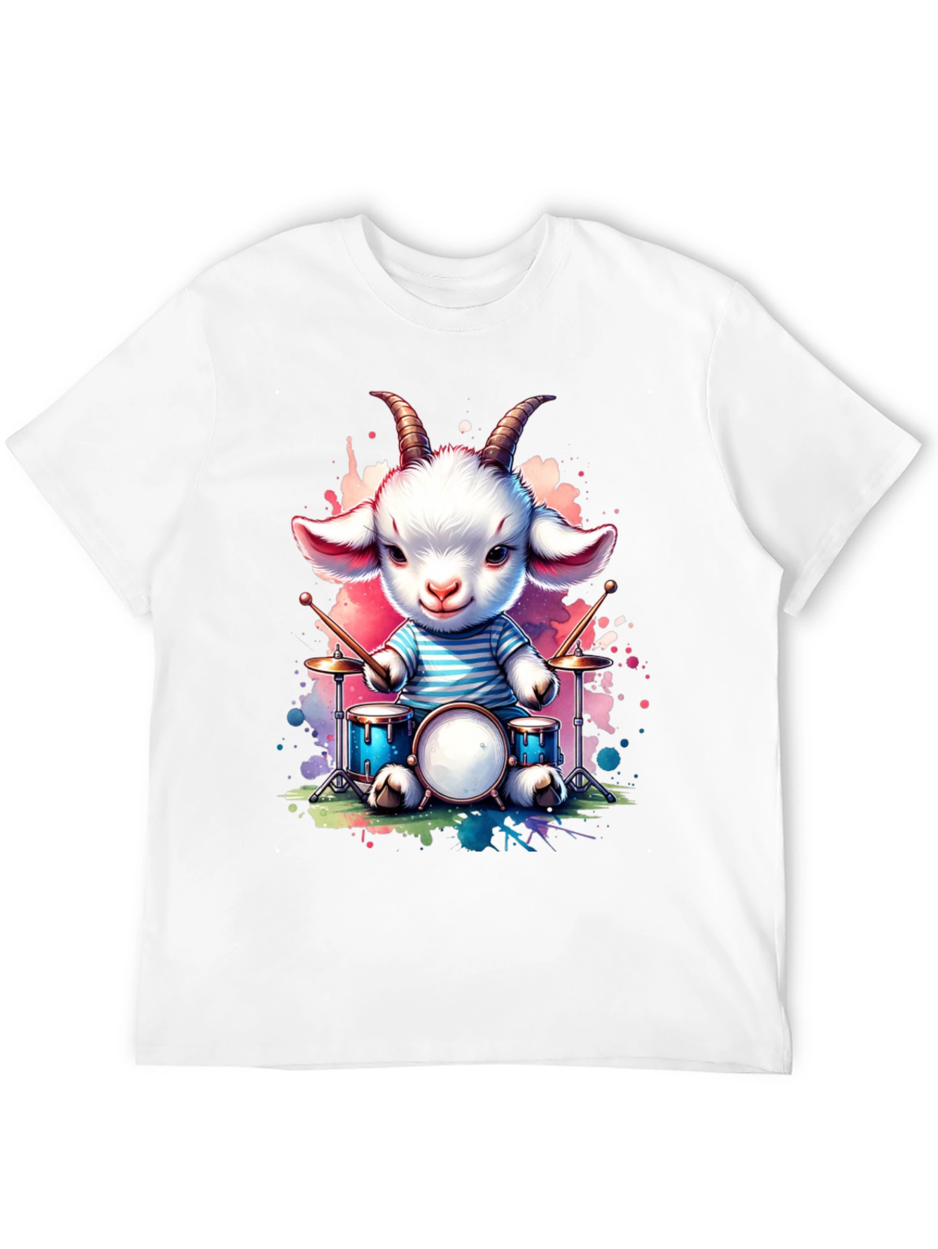 Goat Drummer Graphic Tee - Cute Music Lover Shirt