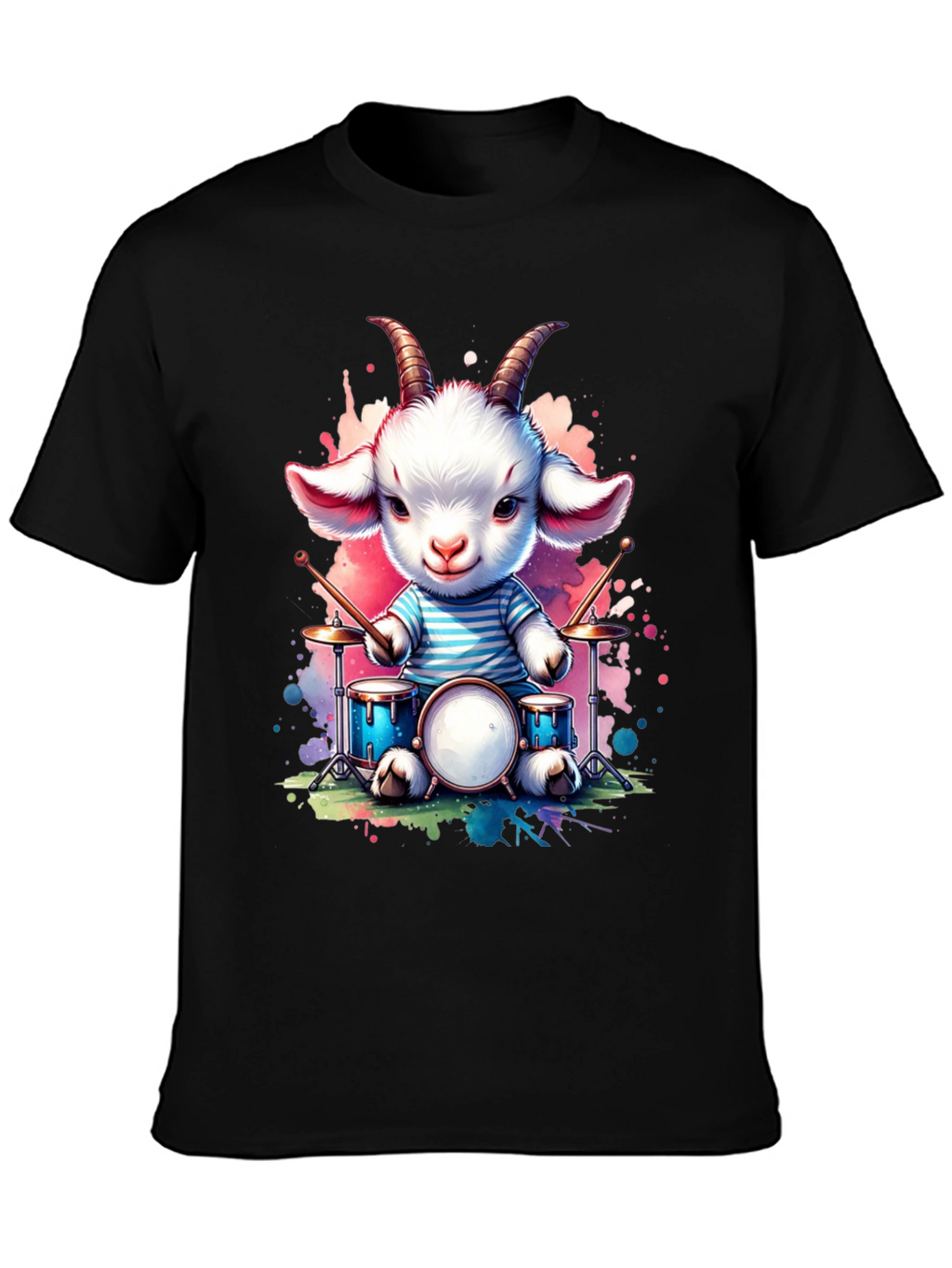 Goat Drummer Graphic Tee - Cute Music Lover Shirt