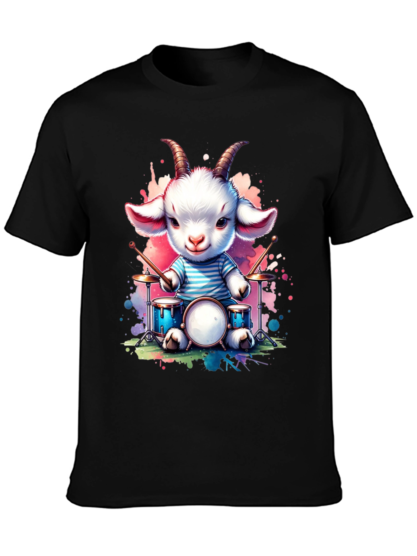 Goat Drummer Graphic Tee - Cute Music Lover Shirt