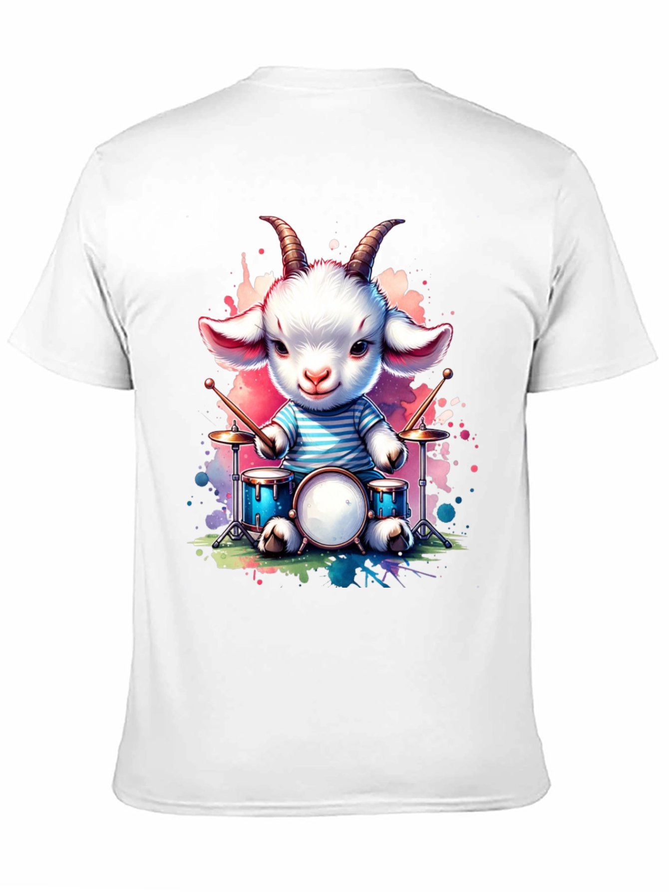 Goat Drummer Graphic Tee - Cute Music Lover Shirt