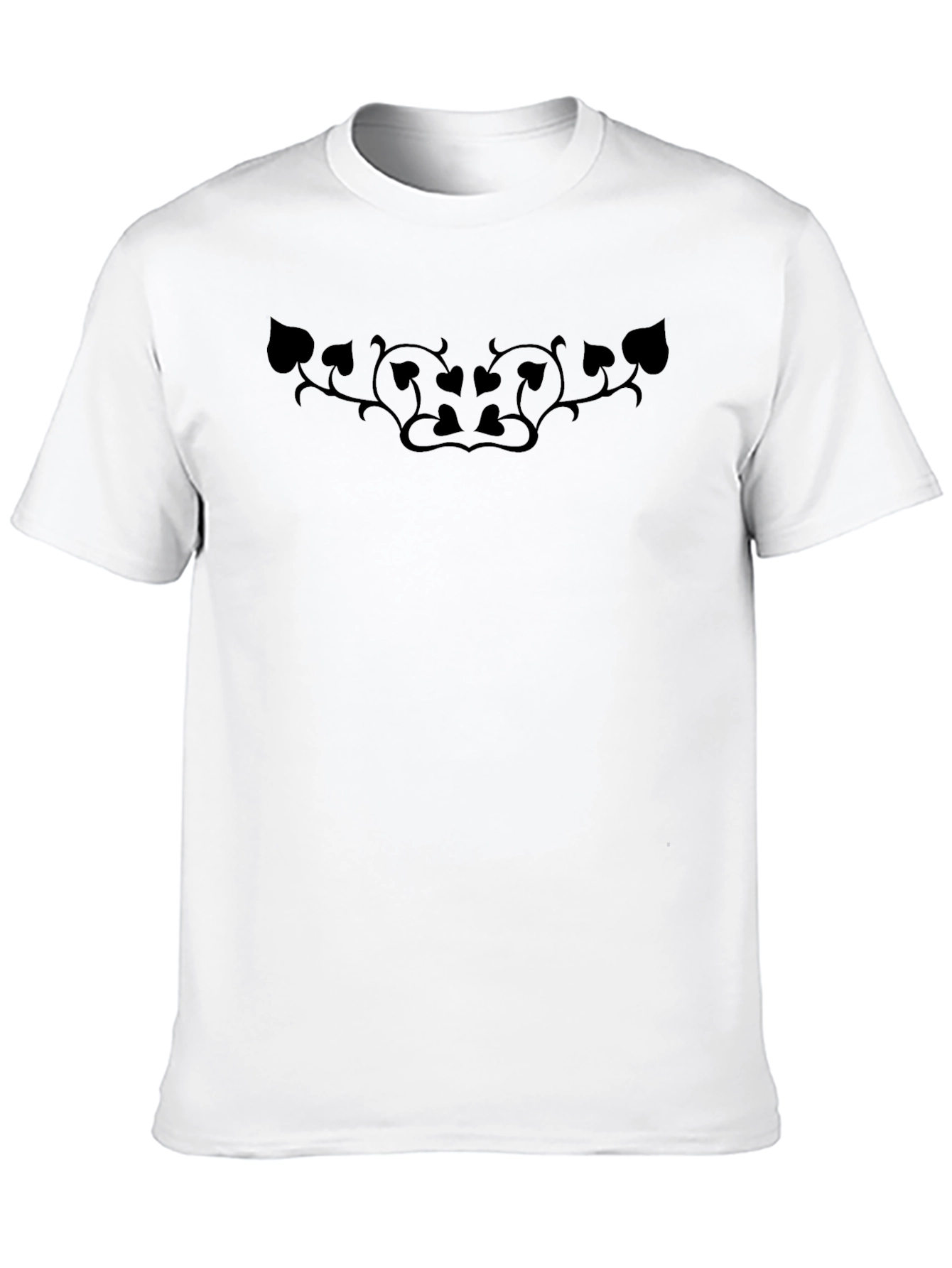 Mens Black T-Shirt with Spade & Vine Design