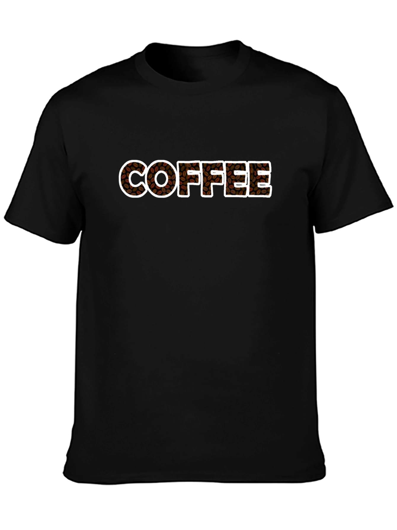 Coffee Bean Lettering T-Shirt - Black Cotton Tee