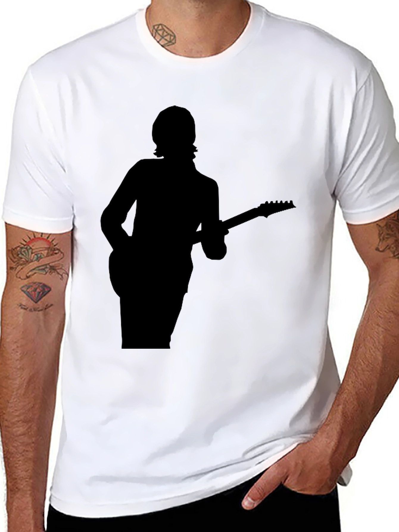 Silhouette Guitarist Black T-Shirt