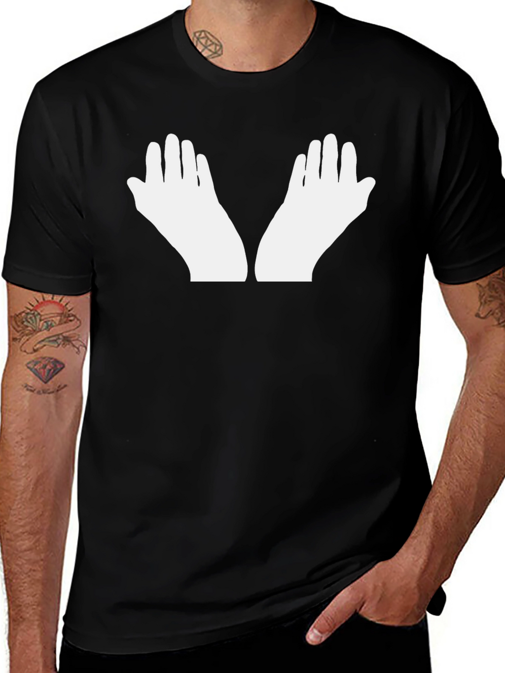 White Hands Graphic Black T-Shirt