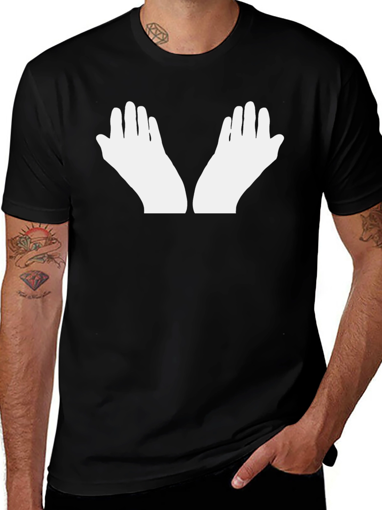 White Hands Graphic Black T-Shirt
