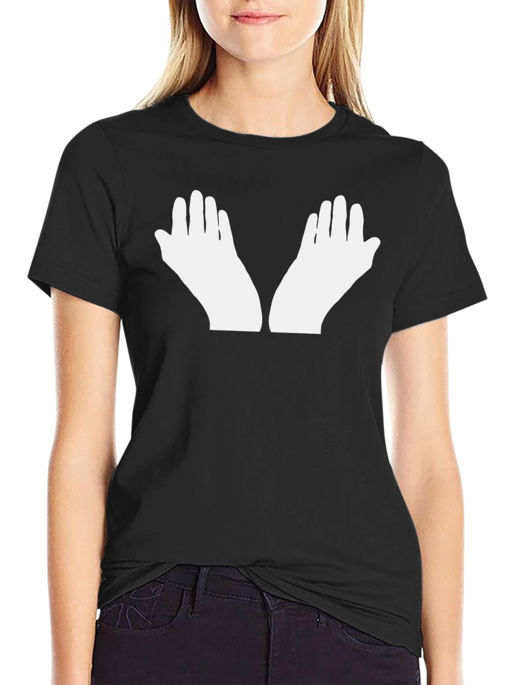 White Hands Graphic Black T-Shirt