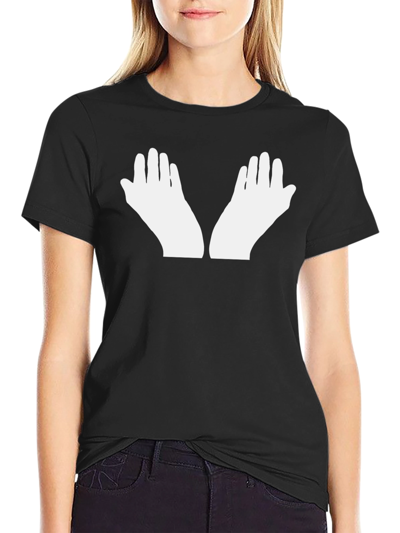 White Hands Graphic Black T-Shirt
