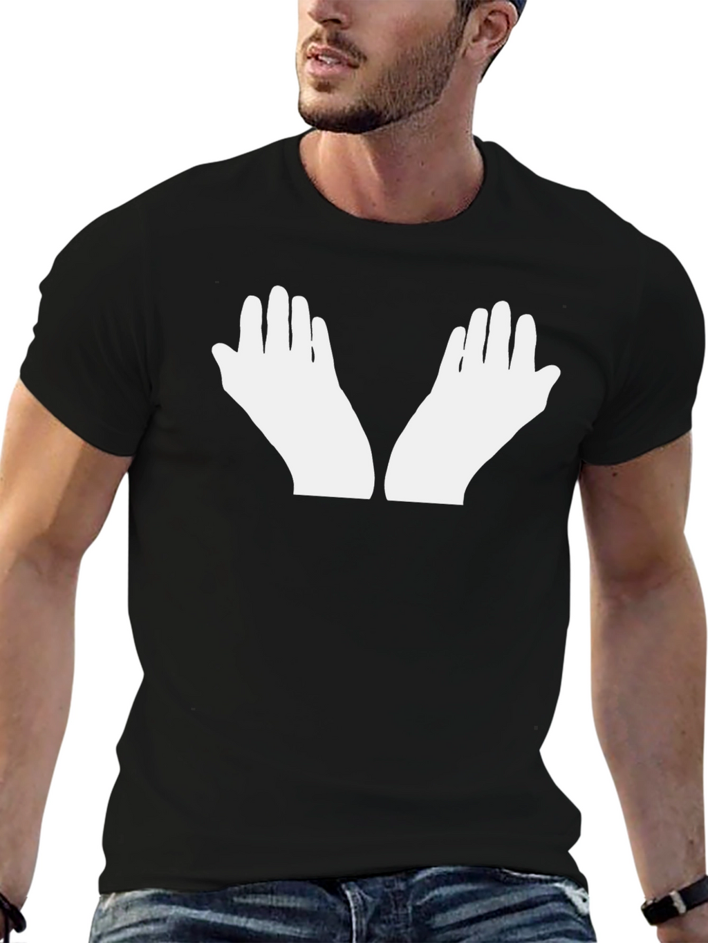White Hands Graphic Black T-Shirt