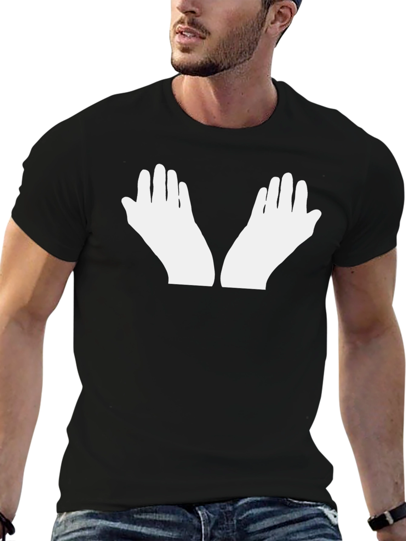 White Hands Graphic Black T-Shirt