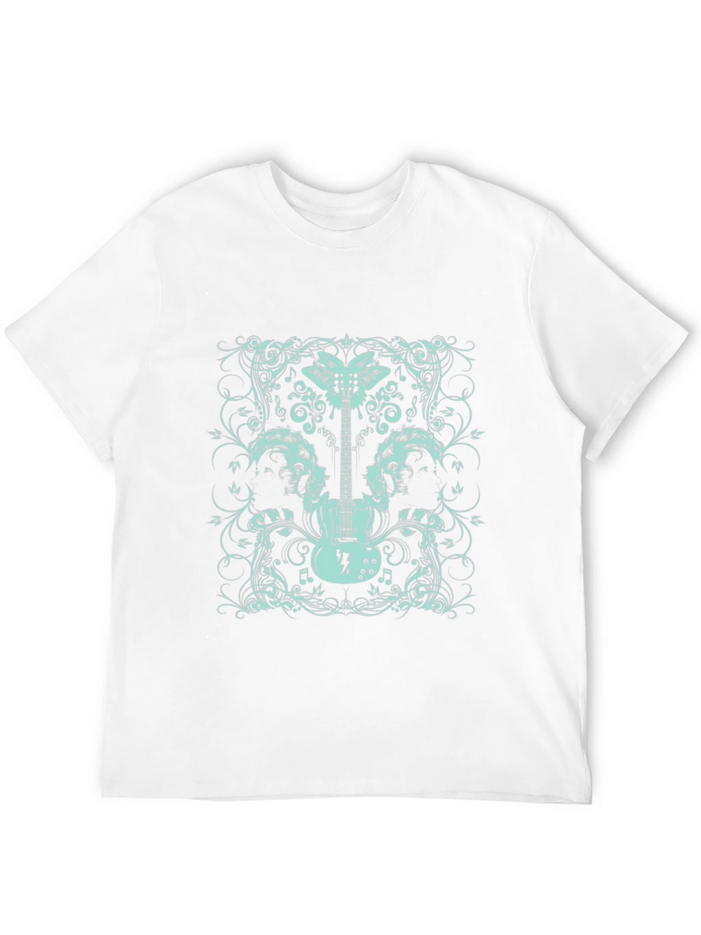Guitar Butterfly Graphic Tee - Black Cotton Blend