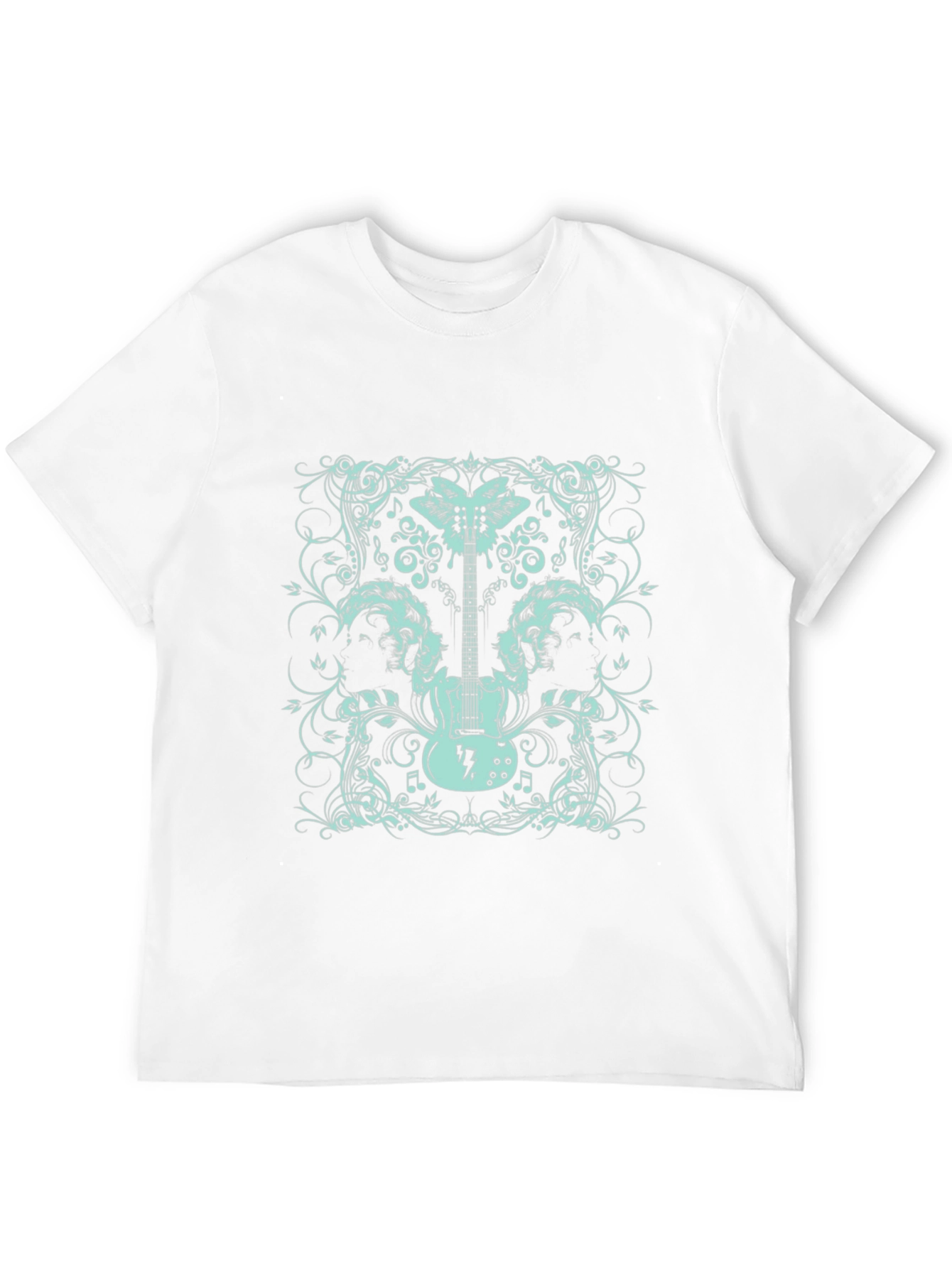 Guitar Butterfly Graphic Tee - Black Cotton Blend