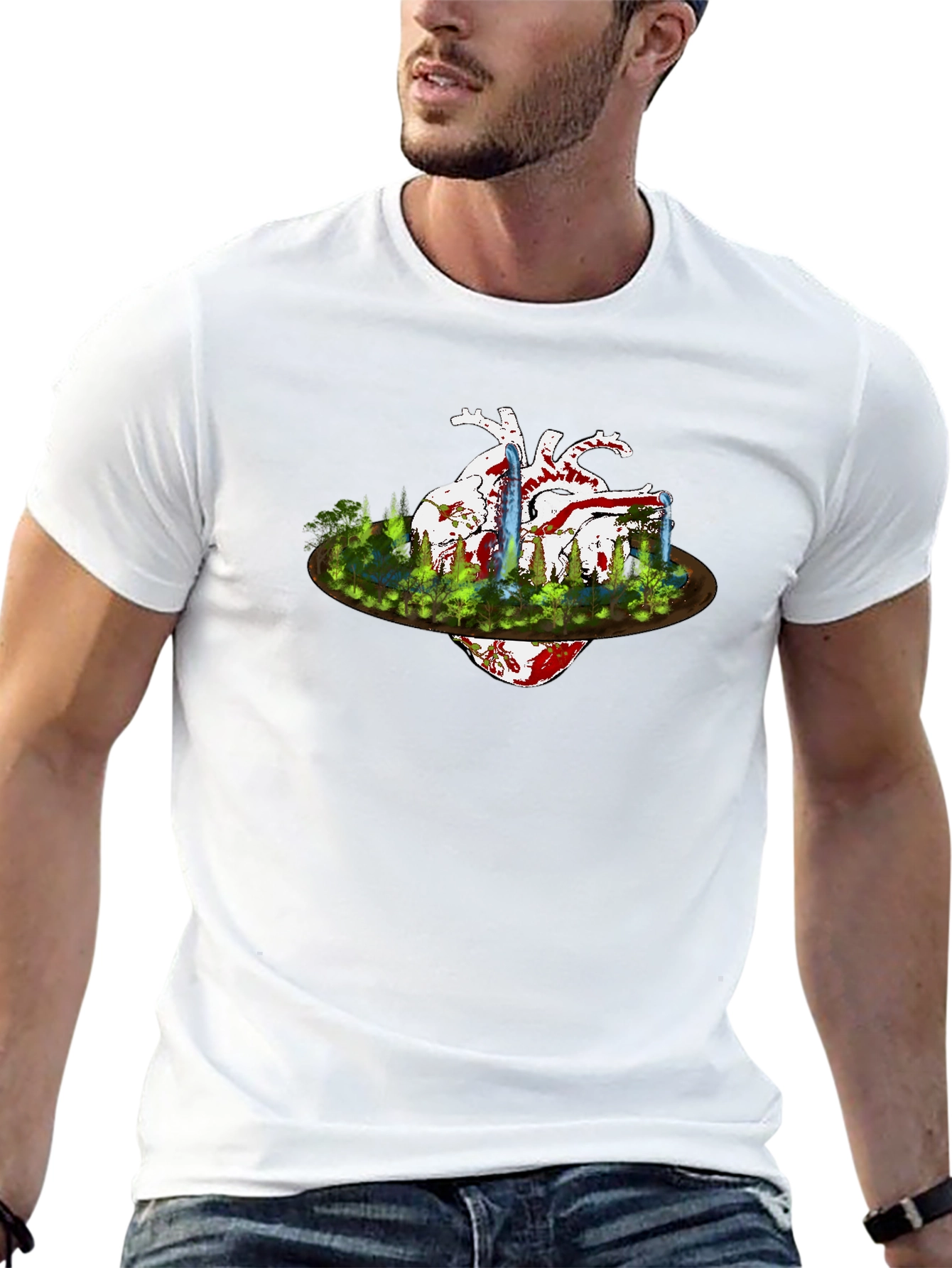 Heart & Nature Graphic Black T-Shirt