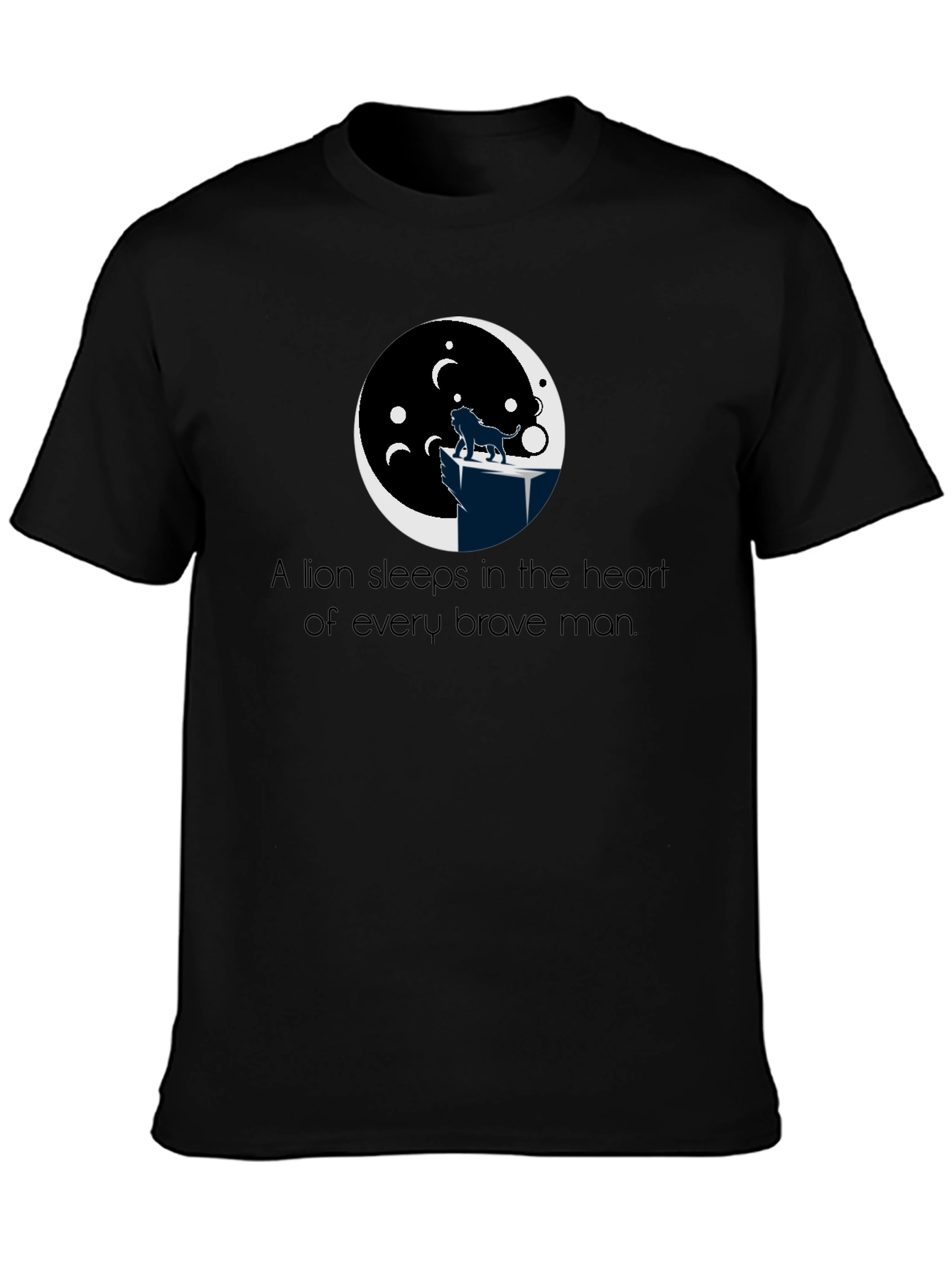 Lion Heart Mens Black T-Shirt Graphic Tee
