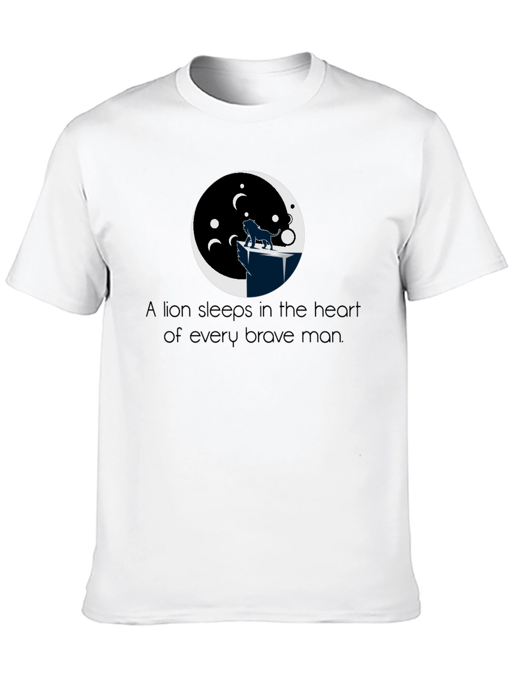 Lion Heart Mens Black T-Shirt Graphic Tee