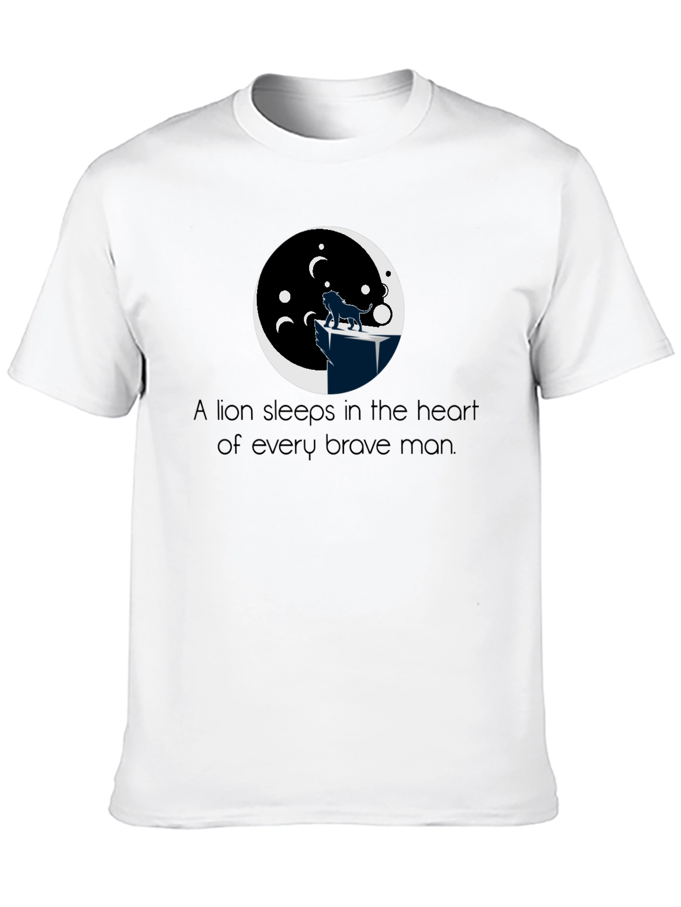 Lion Heart Mens Black T-Shirt Graphic Tee