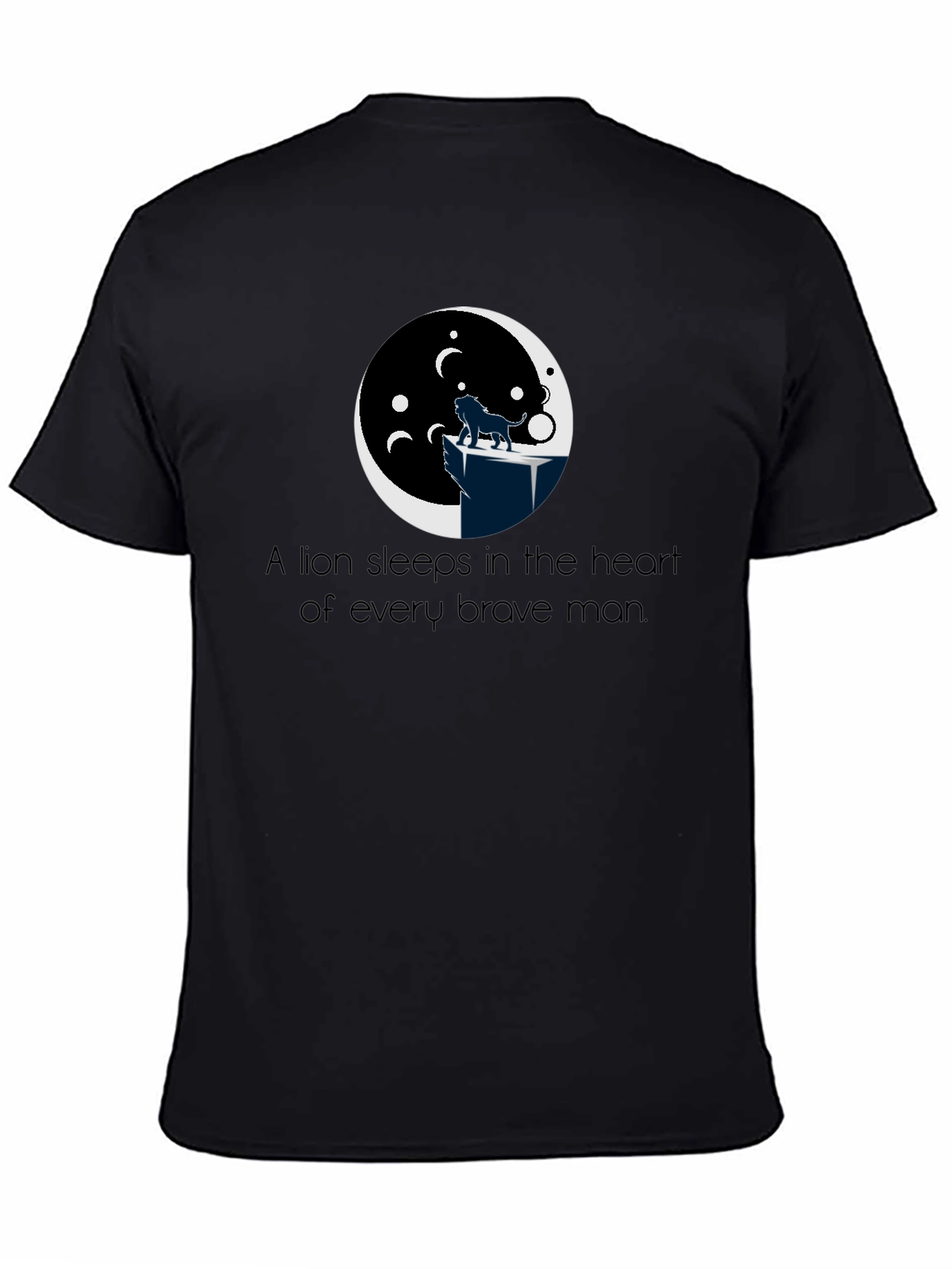 Lion Heart Mens Black T-Shirt Graphic Tee