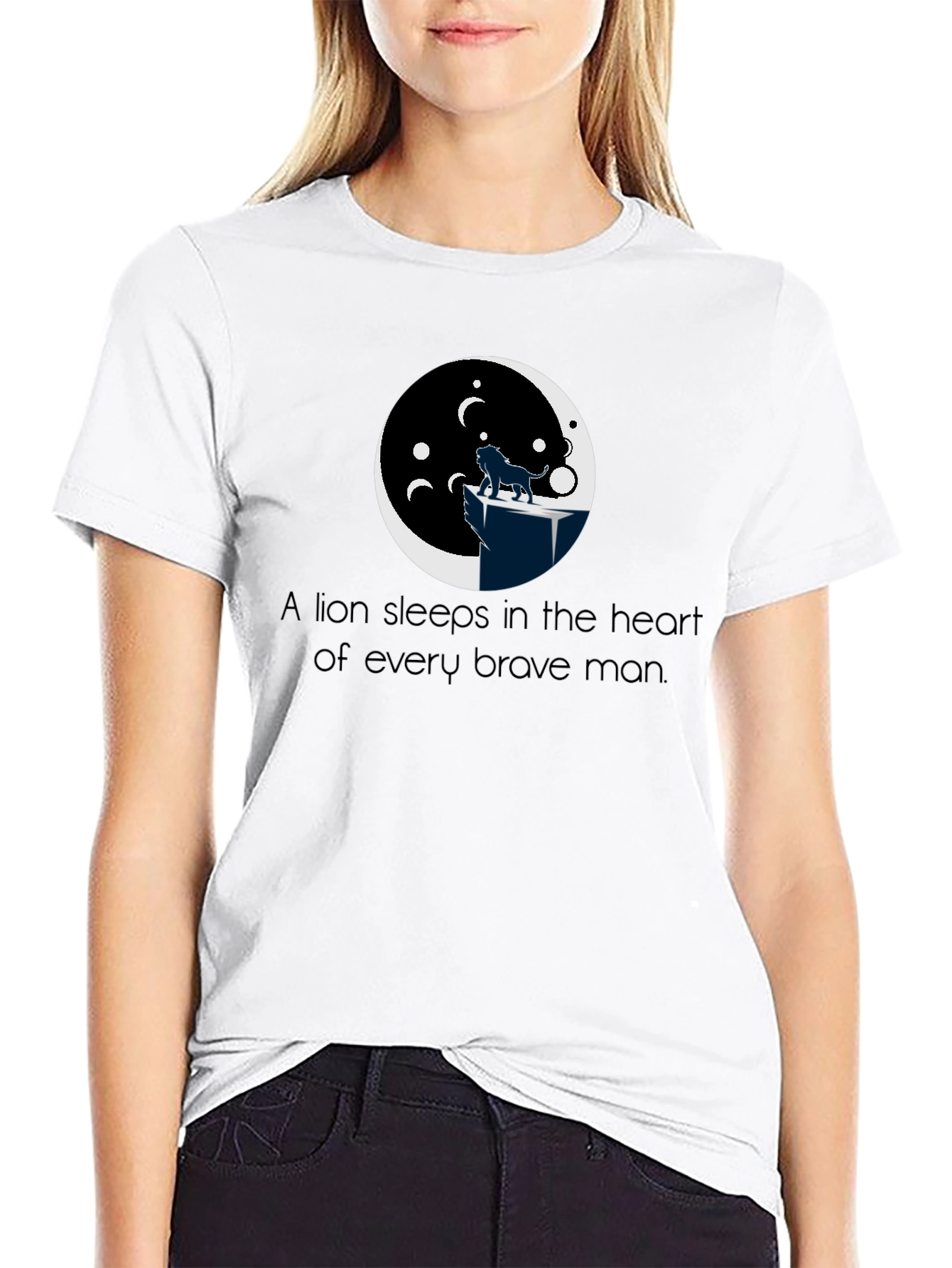 Lion Heart Mens Black T-Shirt Graphic Tee