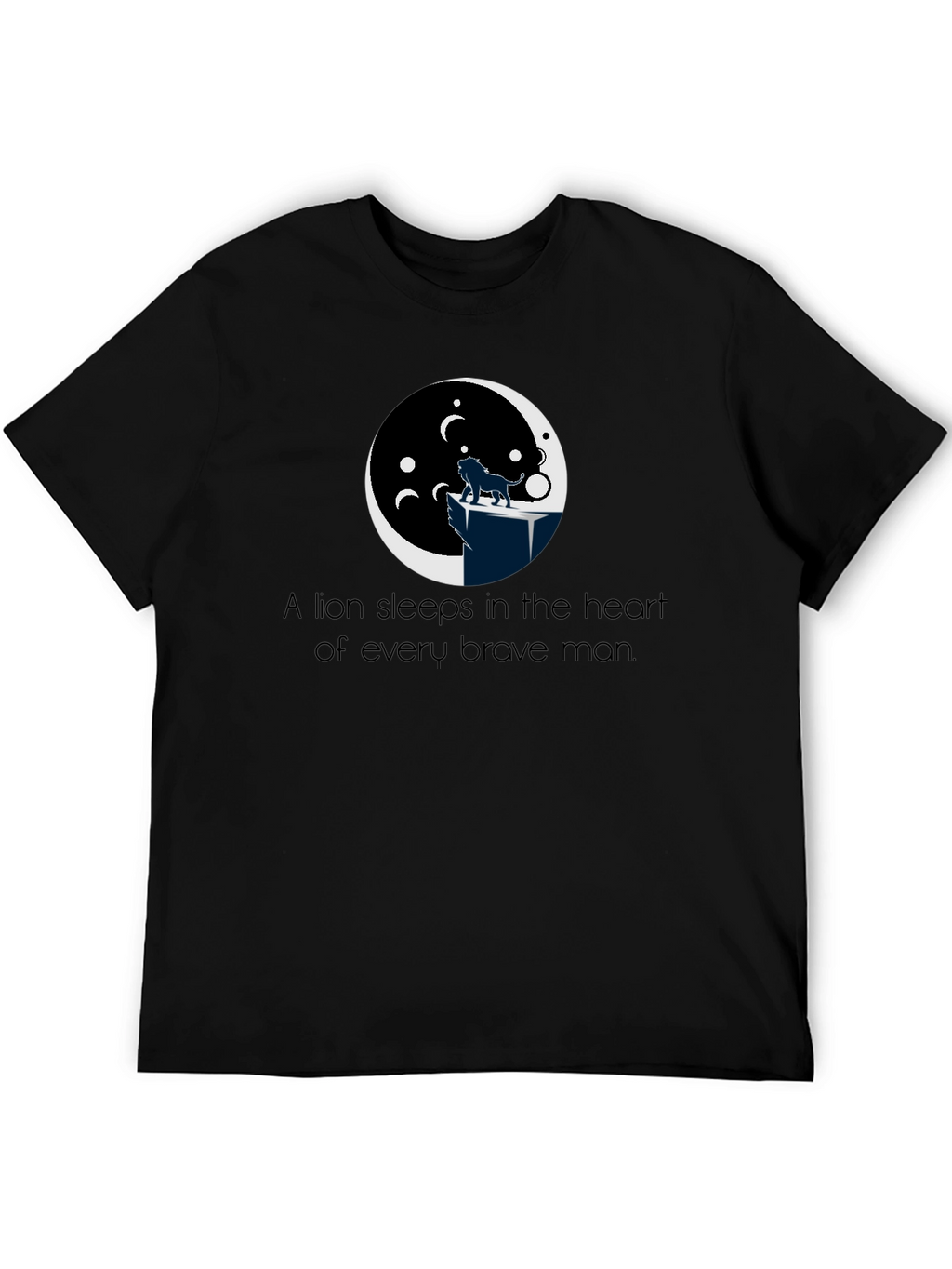 Lion Heart Mens Black T-Shirt Graphic Tee