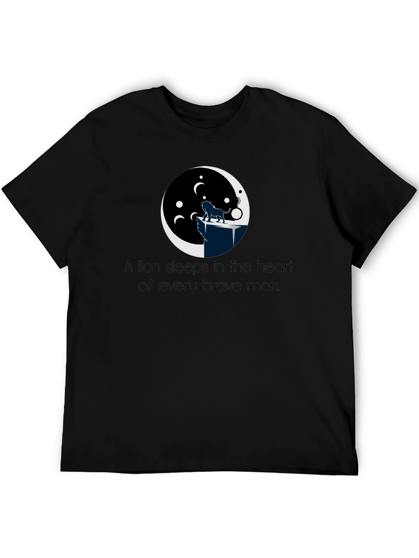 Lion Heart Mens Black T-Shirt Graphic Tee